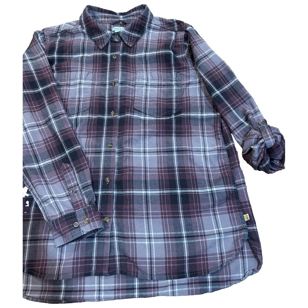 Carhartt Women's Burgundy Plaid ButtonUp Shirt Sz XL (16/18) Sporty Outdoors